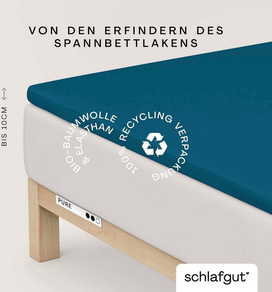 Schlafgut Spannbettlaken PURE TOPPER in Gr. 90x200, 140x200 oder 180x200 cm, Laken für Topper, Jersey-Elasthan, Gummizug: rundum, (1 Stück), aus 100% Bio-Baumwolle, für Matratzen bis 10 cm Höhe, Bettlaken von Schlafgut