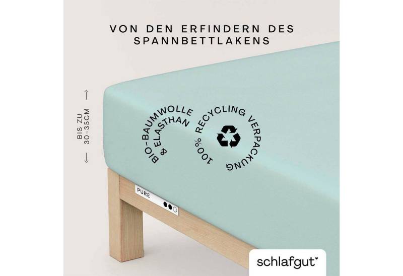 Schlafgut Spannbettlaken PURE Bio-Baumwolle mit Elasthan, dehnbar blickdicht, straff, Bettlaken, Jersey, Gummizug: rundum, (1 Stück), PREMIUM Laken für Matratzen bis 30cm Höhe, in 90x200, 140x200, 180x200 von Schlafgut