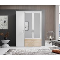 Schlafkontor Drehtürenschrank "Ivar Kleiderschrank mit Spiegel" inklusive 2 Spiegeltüren und 2 farblich abgesetzten Schubkästen von Schlafkontor