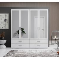 Schlafkontor Drehtürenschrank "Ivar Kleiderschrank mit Spiegel" inklusive 2 Spiegeltüren und 4 farblich abgesetzten Schubkästen von Schlafkontor