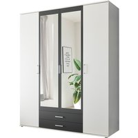 Schlafkontor Hanau Kleiderschrank + Spiegel Holzwerkstoff Weiß 4 Türen 160x196x54 cm von Schlafkontor