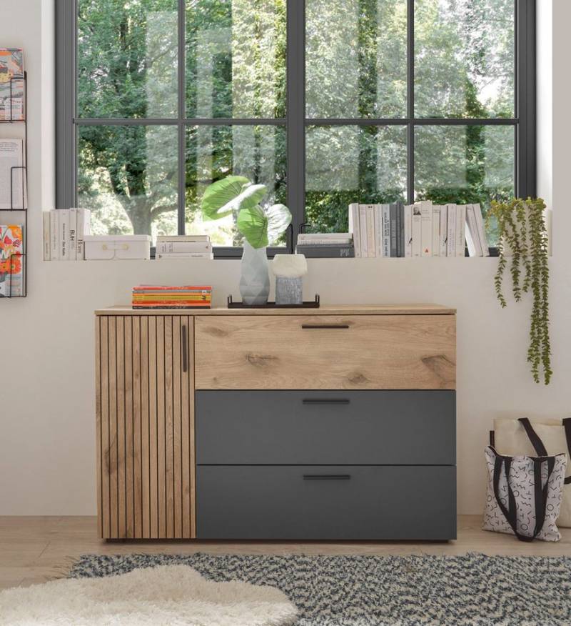 Schlafkontor Kombikommode Daria mit 3 Schubkästen und Rillenoptik von Schlafkontor