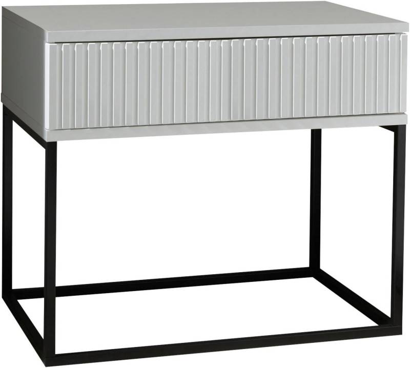 Schlafkontor Nachtkommode Marle Nachtkonsole, Nachtkästchen auf Metall-Fußgestell, Schubkasten in Rillenoptik auf schwarzem Metallgestell Schlafkontor Nachtkommode Marle Nachtkonsole, Nachtkästchen auf Metall-Fußgestell, Schubkasten in Rillenoptik auf schwarzem Metallgestell von Schlafkontor