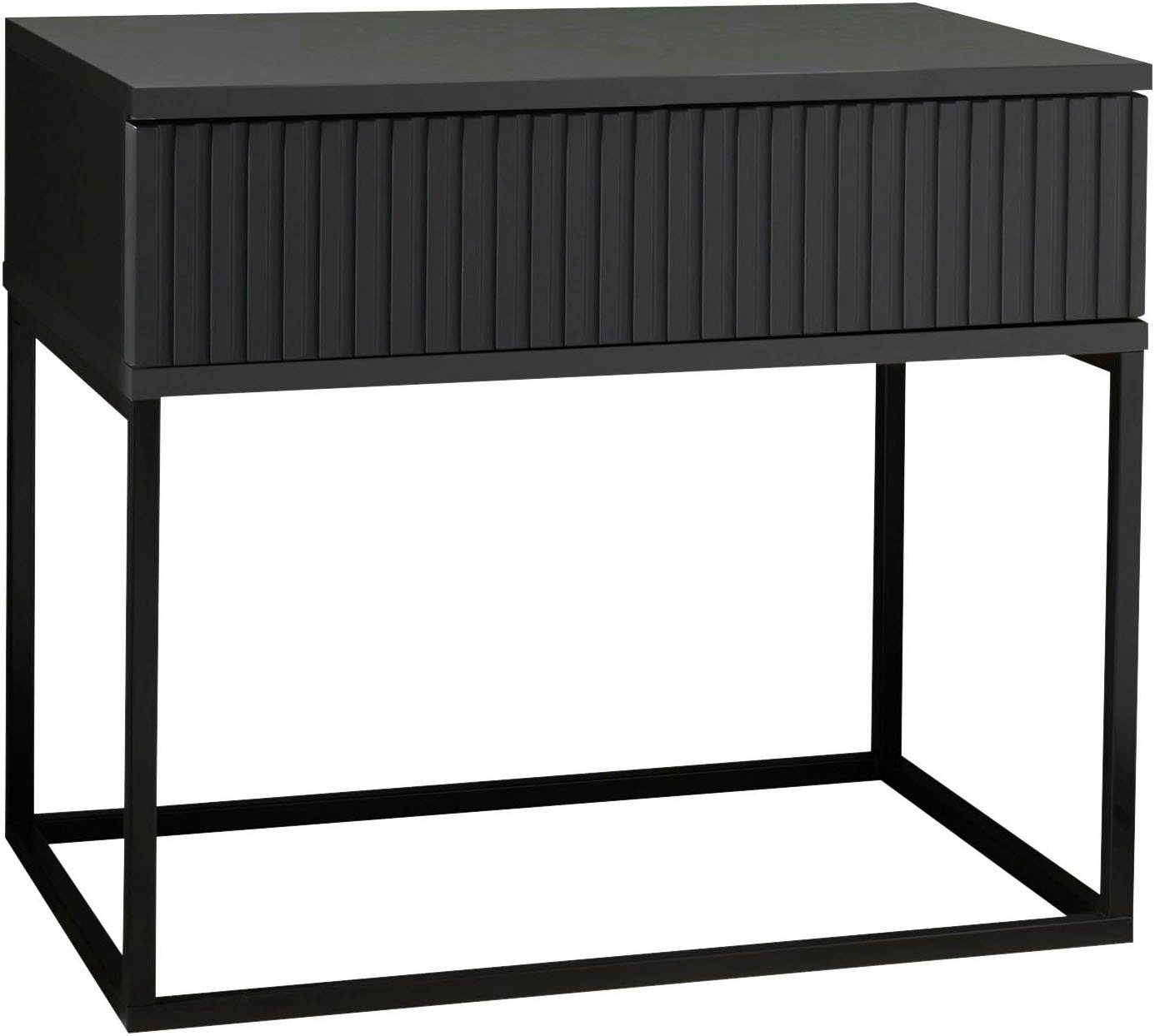 Schlafkontor Nachtkommode Marle Nachtkonsole, Nachtkästchen auf Metall-Fußgestell, Schubkasten in Rillenoptik auf schwarzem Metallgestell Schlafkontor Nachtkommode Marle Nachtkonsole, Nachtkästchen auf Metall-Fußgestell, Schubkasten in Rillenoptik auf schwarzem Metallgestell von Schlafkontor