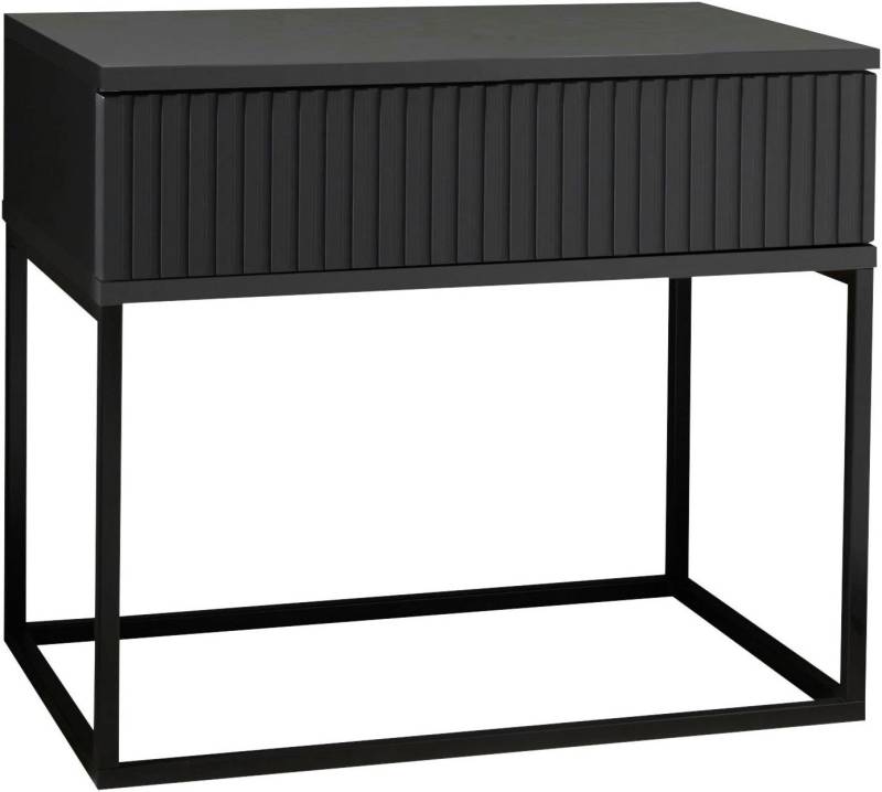 Schlafkontor Nachtkommode Marle Nachtkonsole, Nachtkästchen auf Metall-Fußgestell, Schubkasten in Rillenoptik auf schwarzem Metallgestell Schlafkontor Nachtkommode Marle Nachtkonsole, Nachtkästchen auf Metall-Fußgestell, Schubkasten in Rillenoptik auf schwarzem Metallgestell von Schlafkontor