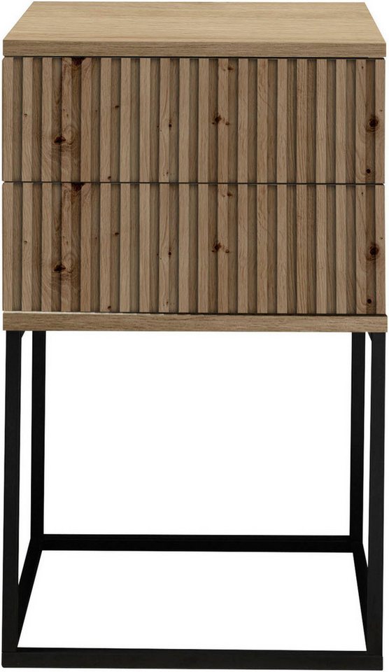 Schlafkontor Nachtkommode Marle Nachtkonsole, Nachtkästchen auf Metall-Fußgestell, Schubkasten in Rillenoptik auf schwarzem Metallgestell Schlafkontor Nachtkommode Marle Nachtkonsole, Nachtkästchen auf Metall-Fußgestell, Schubkasten in Rillenoptik auf schwarzem Metallgestell von Schlafkontor