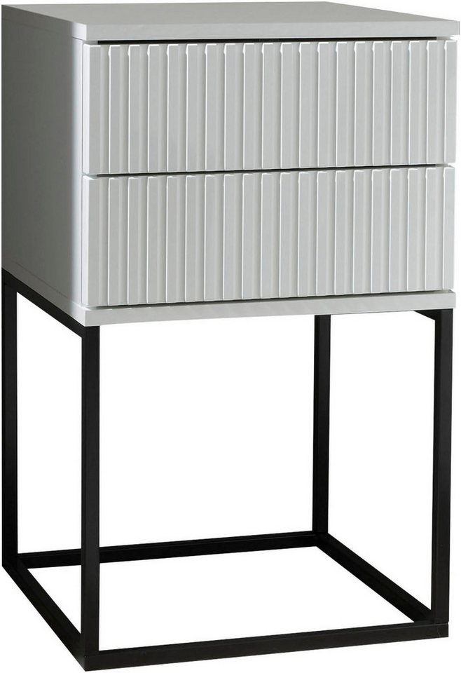 Schlafkontor Nachtkommode Marle Nachtkonsole, Nachtkästchen auf Metall-Fußgestell, Schubkasten in Rillenoptik auf schwarzem Metallgestell Schlafkontor Nachtkommode Marle Nachtkonsole, Nachtkästchen auf Metall-Fußgestell, Schubkasten in Rillenoptik auf schwarzem Metallgestell von Schlafkontor