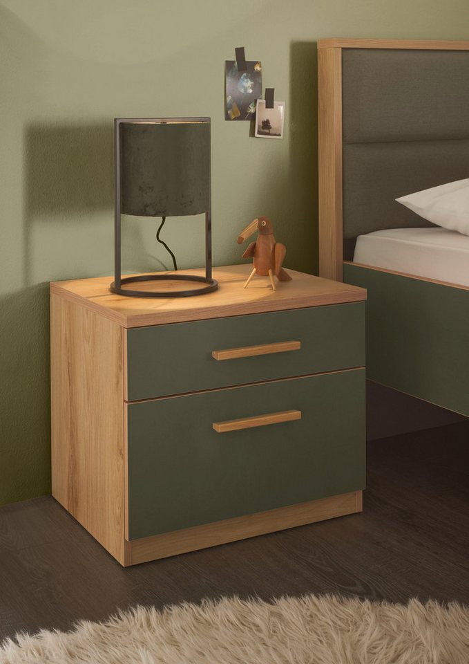 Schlafkontor Nachtkommode Romano, mit Schubladen, Nachtkonsole in Trendfarbe Baysen Oak von Schlafkontor