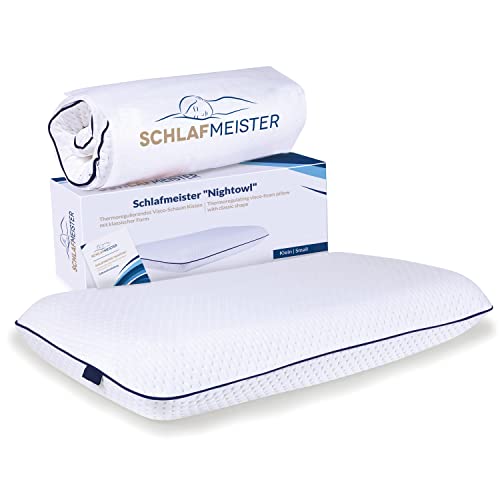 Schlafmeister Nightowl - Schlafkissen - Made in Europa - Thermoregulierendes Kopfkissen mit orthopädischer Form - Bettkissen (60 x 40 x 12cm) von Schlafmeister