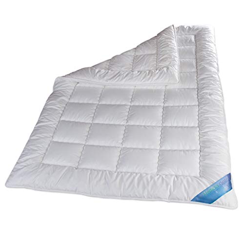 Schlafmond 2-teiliges Bettenset Medicus Clean Allergiker - Winter-Set - 135x200 cm Winterdecke + 40x80 cm Kissen - 100% Baumwolle - Weiß - Waschbar bis 95 Grad von Schlafmond