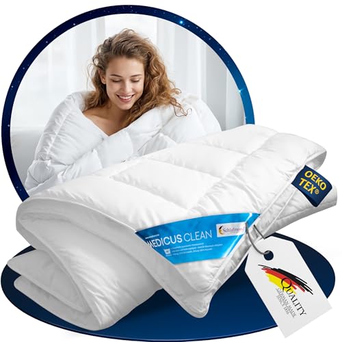Schlafmond Medicus Clean Allergiker Sommerdecke 155x200 cm - Atmungsaktive Bettdecke 155x200 - Premium Sommer Bettdecke aus Baumwolle - Made in Germany von Schlafmond