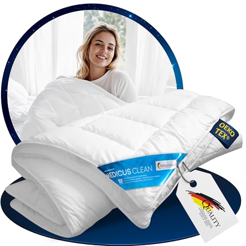 Schlafmond Medicus Clean Ganzjahres Bettdecke 155x200 cm - Wärmeregulierende Allergiker Decke 155x200 - Steppdecke aus Baumwolle - Made in German von Schlafmond