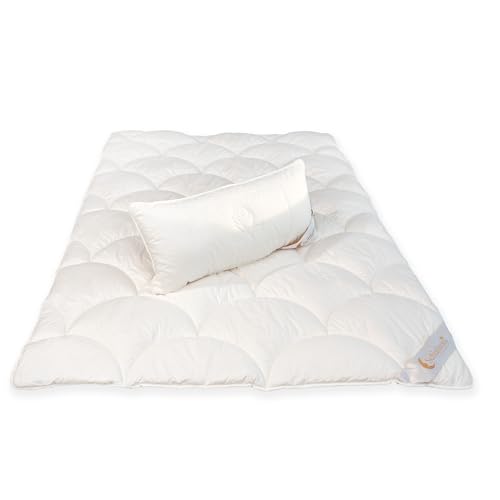 Schlafmond Rosalie Komfort-Set: 2-teiliges Bettdecken- und Kopfkissenset (135x200/40x80cm) - Ganzjahresdecke mit Füllung aus 90% Polyester und 10% Kapok für besten Schlafkomfort von Schlafmond
