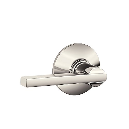 Schlage F10 LAT 618 Residential F10LAT618 Latitude Hebeldurchlassschloss mit 16080 Riegel und 10027 Strike Bright Finish, 1 Stück, poliertes Nickel von Schlage