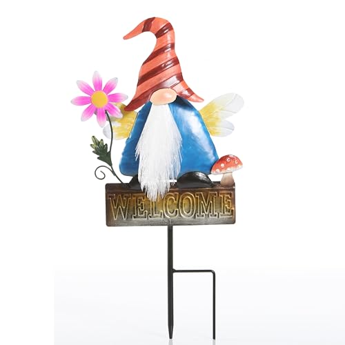 Schlaraffenland LED Solar Wichtel Samoa Welcome 24x5x50 cm | Bunt | aus Kunststoff und Metall | Garten Deko Figur | Wetterfeste Gartenfiguren & Gartenstatuen | Solar Deko Garten von Schlaraffenland