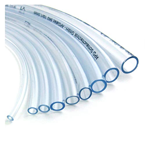 PVC Schlauch Aquariumschlauch Wasserschlauch Luftschlauch Lebensmittel konform Meterware Größen 2-22 mm (Innen-Ø 15 mm, Außen-Ø 21 mm, 6,0 bar, 4 m) von Schlauch