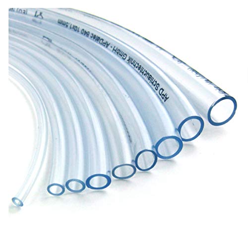 PVC Schlauch Aquariumschlauch Wasserschlauch Luftschlauch Lebensmittel konform Meterware Größen 2-22 mm (Innen-Ø 16 mm, Außen-Ø 21 mm, 1,5 bar, 5 m) von Schlauch