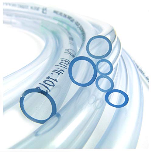 PVC Schlauch Aquariumschlauch Wasserschlauch Luftschlauch Lebensmittel konform Meterware Größen 2-24 mm (Innen-Ø 10 mm, Außen-Ø 14 mm, 2,0 bar, 10 m), Durchsichtig von Schlauch