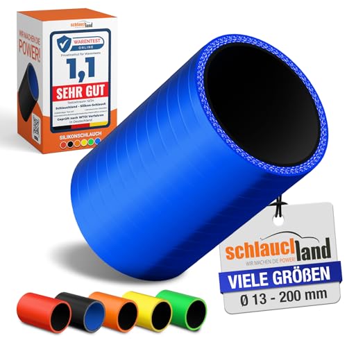 1 Stück | 10cm Silikon-Schlauch Verbinder ID-Ø 22mm blau 200°C | VIELE GRÖSSEN & FARBEN | Rohr-Kupplung Adapter Manschette Ladeluft LLK Kühler Turbo-Lader Silikon Schlauch Gummi Motor | PREMIUM von Schlauchland