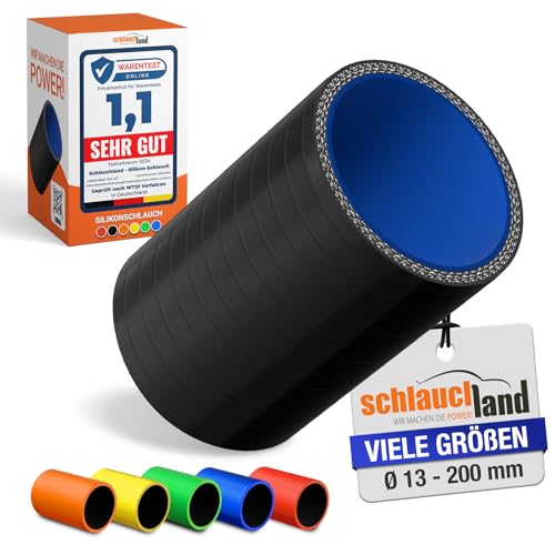 1 Stück | 10cm Silikon-Schlauch Verbinder ID-Ø 60mm schwarz 200°C | VIELE GRÖSSEN & FARBEN | Rohr-Kupplung Adapter Manschette Ladeluft LLK Kühler Turbo-Lader Silikon Schlauch Gummi Motor | PREMIUM von Schlauchland