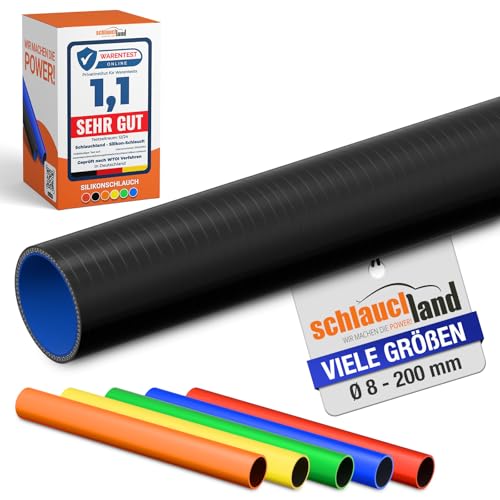 1 Stück | 1m Silikonschlauch ID-Ø 16mm schwarz 200°C | VIELE GRÖSSEN & FARBEN | Ladeluft-Kühler LLK Kühlmittel Kühlwasser Turbo-Lader Silikon Schlauch Druck-Schlauch Gummi KFZ flexibel | PREMIUM von Schlauchland