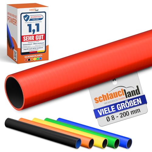 1 Stück | 1m Silikonschlauch ID-Ø 45mm rot 200°C | VIELE GRÖSSEN & FARBEN | Ladeluft-Kühler LLK Kühlmittel Kühlwasser Turbo-Lader Silikon Schlauch Druck-Schlauch Gummi KFZ flexibel | PREMIUM von Schlauchland