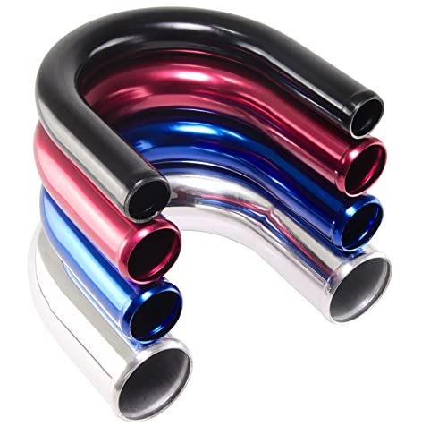 1 Stück Alu-Bogen 180°Grad AD-Ø 60mm schwarz Alurohr poliert & gebördelt Alu Rohrbogen | Auswahl 1-10 Stück & 13-114 mm Außen-Durchmesser | Aluminium Rohr Winkel Motor KFZ LLK Bogen Turbo | Premium von Schlauchland