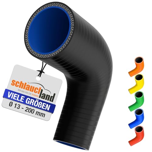 1 Stück | Reduzierbogen Silikonbogen 90° Grad ID-Ø 60-57mm schwarz 200°C | VIELE GRÖSSEN & FARBEN | Silikon-Schlauch Reduzierung Reduzierer Ladeluft-Schlauch Kühlmittel Adapter flex Rohr| PREMIUM von Schlauchland
