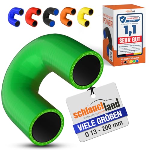 1 Stück | Silikonbogen 180° Grad ID-Ø 19mm grün 200°C | VIELE GRÖSSEN & FARBEN | Silikon-Schlauch Ladeluft LLK Kühler Schlauch-bogen Turbo Kühlmittel Kühlwasser Ansaug Gummi flexibel Rohr | PREMIUM von Schlauchland