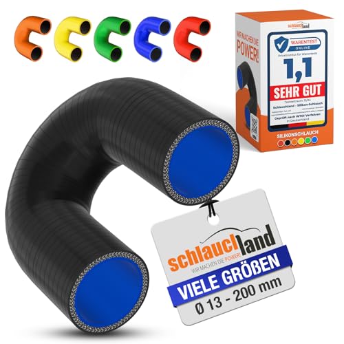 1 Stück | Silikonbogen 180° Grad ID-Ø 76mm schwarz 200°C | VIELE GRÖSSEN & FARBEN | Silikon-Schlauch Ladeluft LLK Kühler Schlauch-bogen Turbo Kühlmittel Kühlwasser Ansaug Gummi flexibel Rohr | PREMIUM von Schlauchland