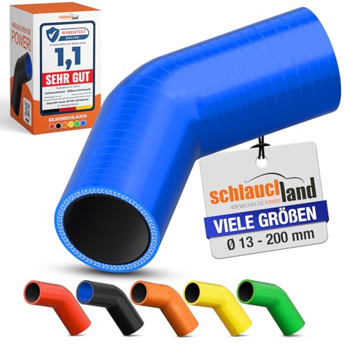 1 Stück | Silikonbogen 45° Grad ID-Ø 13mm blau 200°C | VIELE GRÖSSEN & FARBEN | Silikon-Schlauch Ladeluft LLK Kühler Schlauch-bogen Turbo Kühlmittel Kühlwasser Ansaug Gummi flexibel Rohr | PREMIUM von Schlauchland