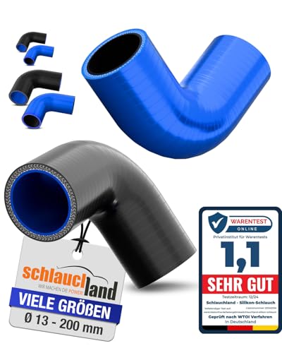 1 Stück | Silikonbogen 90° Grad ID-Ø 64mm schwarz 200°C | GROSSE AUSWAHL | Silikon-Schlauch Ladeluft-Schlauch LLK Kühler Schlauchbogen Turbo Kühlmittel Kühlwasser Ansaugung Gummi flexibel | PREMIUM von Schlauchland