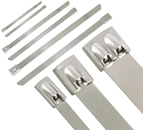 100 Stück Kabelbinder Edelstahl 7,9 x 350mm V2A | VIELE GRÖSSEN 4,6|7,9|12mm & Längen 10-150cm | 1/10/20/50/100er Packs | Schlauchbinder 35cm |rostfrei UV-stabil & wetterfest Metall | PREMIUM von Schlauchland