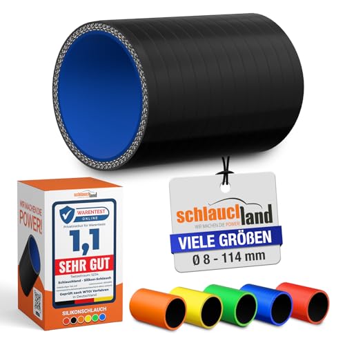 10cm Silikon-Schlauch Verbinder ID-Ø 70mm schwarz 200°C | VIELE FARBEN & GRÖSSEN | Rohr-Kupplung Adapter Muffe Manschette Ladeluft LLK Kühler Turbo-Lader Silikon Schlauch Gummi Motor hitzebeständig von Schlauchland