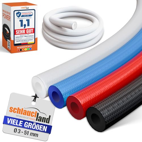 1m SILIKON-SCHLAUCH PROTEX Ø 4x8mm weiss 180°C | METERWARE AUSWAHL | Silikonschlauch Universal Schlauch Luft Wasser Silikon Gewebe-Mantel verstärkt Gummi Lebensmittel-tauglich FDA Getränke von Schlauchland