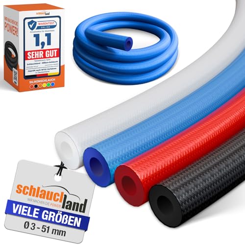 1m SILIKON-SCHLAUCH PROTEX Ø 8x15mm blau 180°C | METERWARE AUSWAHL | Silikonschlauch Universal Schlauch Luft Wasser Silikon Gewebe-Mantel verstärkt Gummi Lebensmittel-tauglich FDA Getränke von Schlauchland