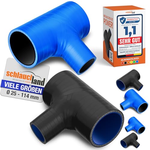 2 Stück | SILIKON-SCHLAUCH T-STÜCK ID-Ø 34mm & Abgang 25mm schwarz 200°C | GROSSE AUSWAHL | Schlauch-Verzweigung Auslass Sensor Schlauch Bypass Pop-Off Ventil Rohr Verteiler flexibel | PREMIUM von Schlauchland