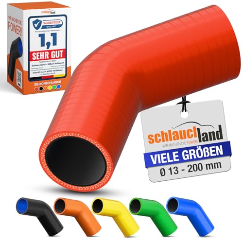 2 Stück | Silikonbogen 45° Grad ID-Ø 54mm rot 200°C | VIELE GRÖSSEN & FARBEN | Silikon-Schlauch Ladeluft LLK Kühler Schlauch-bogen Turbo Kühlmittel Kühlwasser Ansaug Gummi flexibel Rohr | PREMIUM von Schlauchland