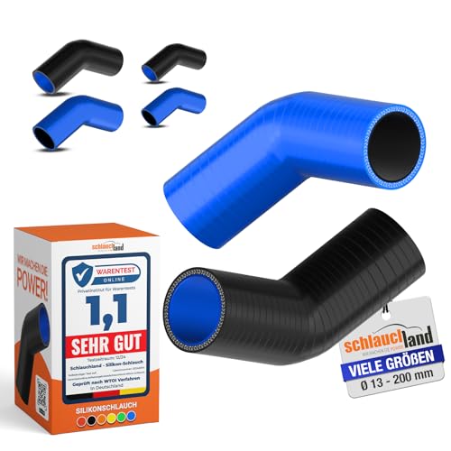 2 Stück | Silikonbogen 45° Grad ID-Ø 64mm schwarz 200°C | GROSSE AUSWAHL | Silikon-Schlauch Ladeluft-Schlauch LLK Kühler Schlauchbogen Turbo Kühlmittel Kühlwasser Ansaugung Gummi flexibel | PREMIUM von Schlauchland