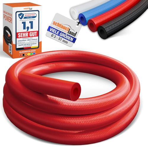 20m PROTEX UNIVERSAL-SCHLAUCH Silikon Ø 3x7mm rot 180°C | VIELE FARBEN & GRÖSSEN | Silikonschlauch Schlauch Shisha Luft Wasser Druckluft Gewebe verstärkt Lebensmittel-echt FDA flexibel von Schlauchland