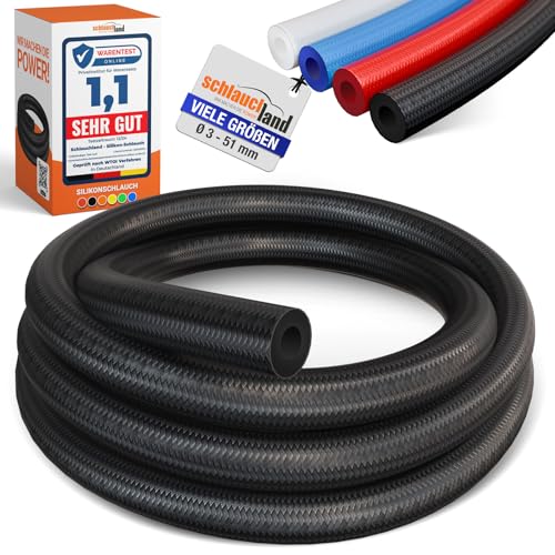 50m PROTEX UNIVERSAL-SCHLAUCH Silikon Ø 4x8mm schwarz 180°C | VIELE FARBEN & GRÖSSEN | Silikonschlauch Schlauch Shisha Luft Wasser Druckluft Gewebe verstärkt Lebensmittel-echt FDA flexibel von Schlauchland