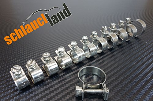 Edelstahlschelle MINI W4 V1 / 7-9 / 10erPack ***V2A Edelstahl 1.4301 Klemme von Schlauchland