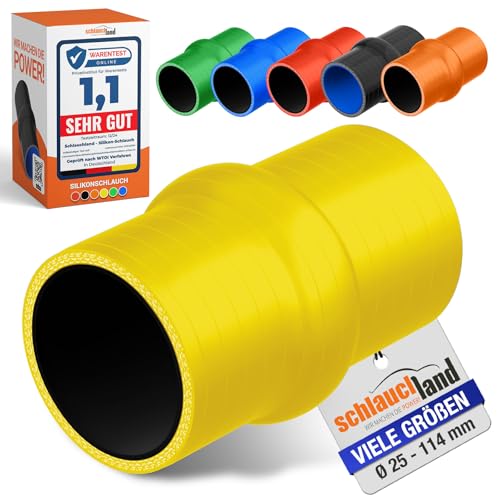 HUMP SILIKONSCHLAUCH 0-10° Winkel Verbinder ID-Ø 76mm gelb 200°C | VIELE FARBEN + GRÖSSEN | Anti-Vibration Schwingungs-Dämpfung Rohr Adapter Ladeluft LLK Kühler Turbo Schlauch Wulst flexibel von Schlauchland