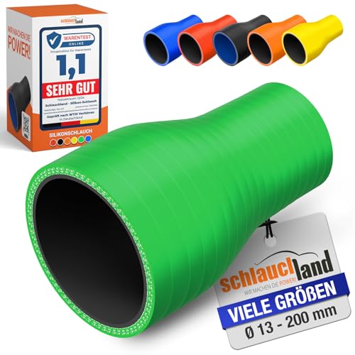 REDUZIER-STÜCK Silikon ID-Ø 54-38mm grün 200°C | VIELE Farben + GRÖSSEN | Silikonschlauch Reduzierer Reduzierung Reduzierstück Ladeluft Schlauch Kühlmittel Adapter flexibel Rohr ohne Aufdruck von Schlauchland