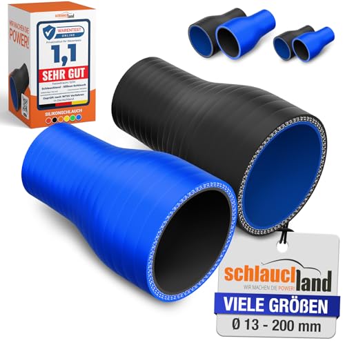 REDUZIERSTÜCK Silikon ID-Ø 114-80mm schwarz 200°C | AUSWAHL | Silikonschlauch Reduzierung Reduzierstück Reduzierer Ladeluft Schlauch Kühlmittel Heiss-Wasser Adapter flexibel Rohr clean ohne Logo von Schlauchland