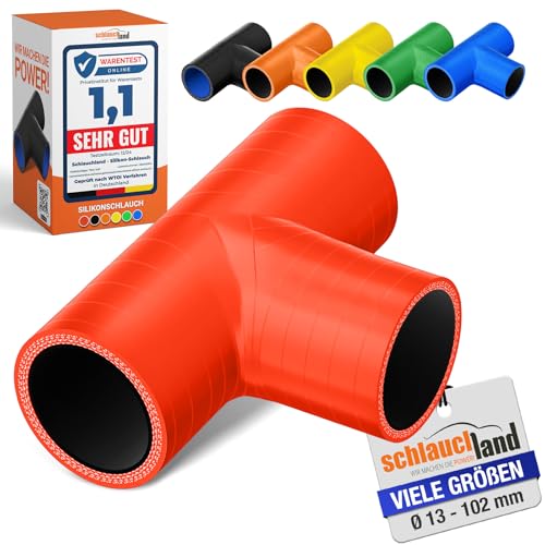 SILIKON-SCHLAUCH T-STÜCK Verteiler ID-Ø 16mm rot 200°C | VIELE FARBEN + GRÖSSEN | Schlauch-Verzweigung Abzweig Verbinder Schlauch Bypass Ladeluft Kühlmittel Rohr Y Silikonschlauch flexibel von Schlauchland