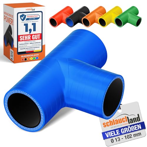 SILIKON-SCHLAUCH T-STÜCK Verteiler ID-Ø 51mm blau 200°C | VIELE FARBEN + GRÖSSEN | Schlauch-Verzweigung Abzweig Verbinder Schlauch Bypass Ladeluft Kühlmittel Rohr Y Silikonschlauch flexibel von Schlauchland
