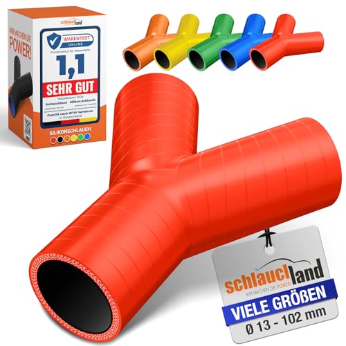 SILIKON-SCHLAUCH Y-STÜCK Verteiler ID-Ø 19mm rot 200°C | VIELE FARBEN + GRÖSSEN | Schlauch-Verzweigung Abzweig Verbinder Turbo Schlauch Bypass Ladeluft Kühler Rohr Y Silikonschlauch flexibel von Schlauchland