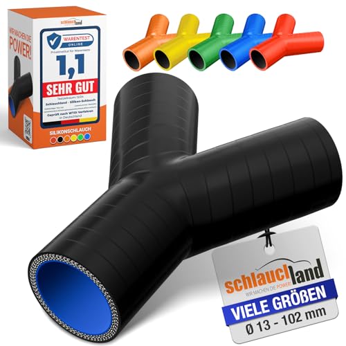 SILIKON-SCHLAUCH Y-STÜCK Verteiler ID-Ø 60mm schwarz 200°C | VIELE FARBEN + GRÖSSEN | Schlauch-Verzweigung Abzweig Verbinder Turbo Schlauch Bypass Ladeluft Kühler Rohr Y Silikonschlauch flexibel von Schlauchland