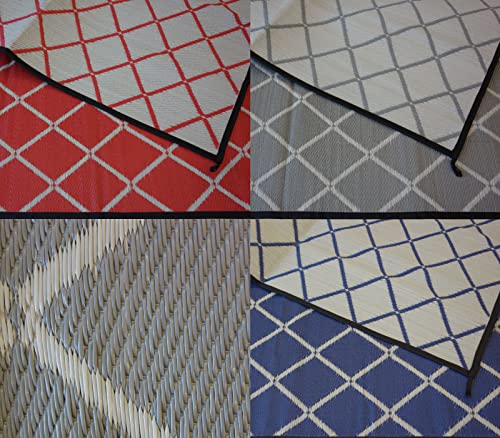 Schlauchland Outdoor Teppich Camping Matte ´´´odooro WAVETEX Diamond 2,7m x 4m rot-grau | VIELE GRÖSSEN + Farben | 450 g/m² Zeltteppich Vorzelt Teppich Garten Spieldecke Wohnwagen Camper | Premium von Schlauchland